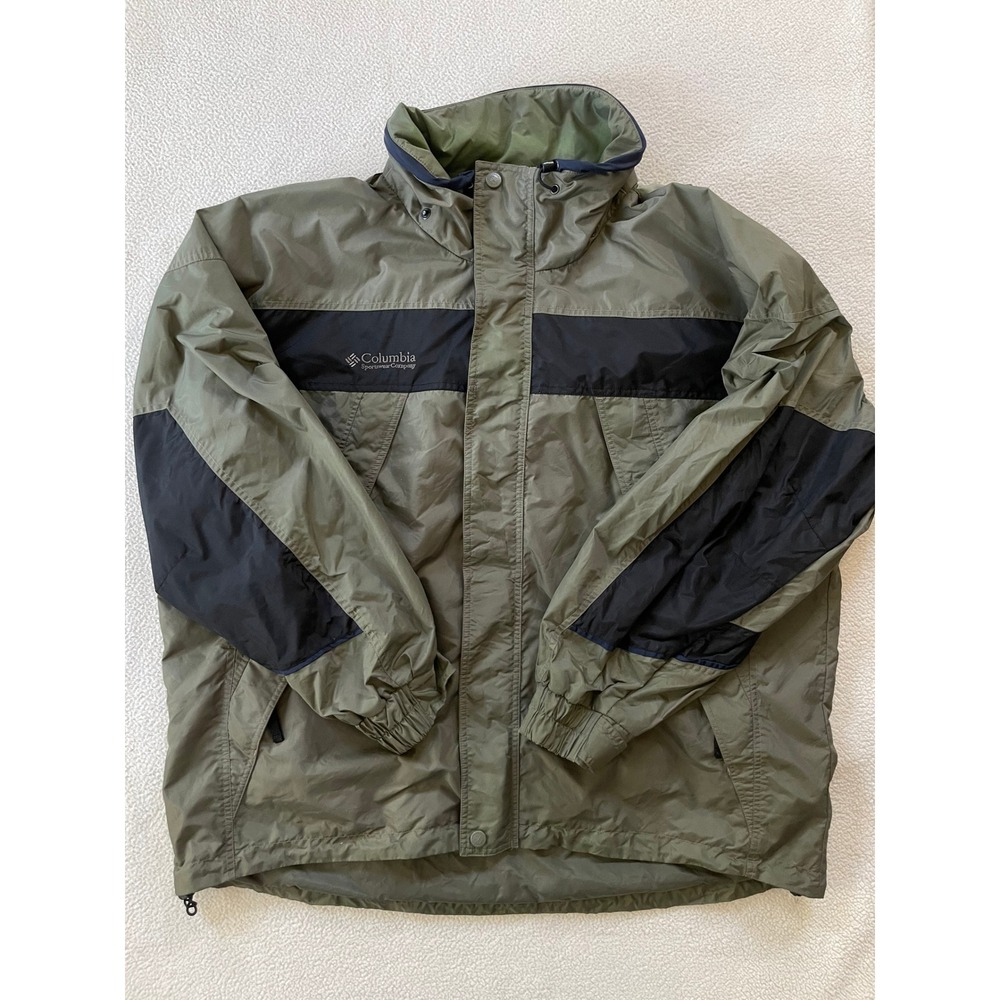 Columbia Mens Extra Large Jacket Green Pacific Rim Windbreaker Hooded XL